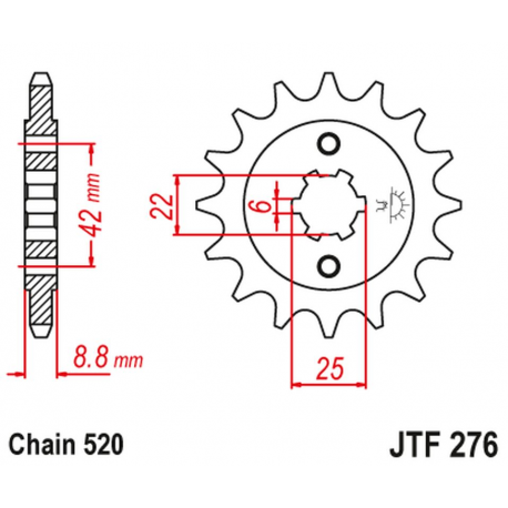 JT, přední řetězové kolečko 276 15 Honda CB 400N '81-'83 (27615JT) (řetěz 520)