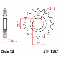 JT, přední řetězové kolečko 2049 20 Yamaha FZR 400 '88-95', SR 400 '88-17' SR 500 '91-00' (204920JT) (řetěz 428)