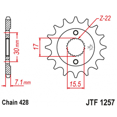 JT, přední řetězové kolečko 332M 14 Honda CR80/85 (332M14JT) (řetěz 428)
