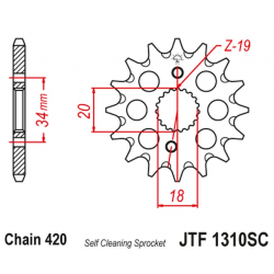JT, přední řetězové kolečko 2157 14 Honda CRF 150 '07-20' (215714JT) (řetěz 420), samočistící,
