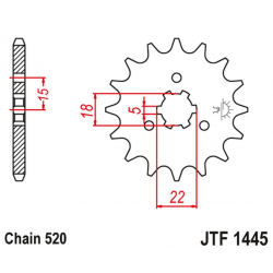 JT, přední řetězové kolečko 423 14 Kawasaki KX 125 '94-'07 (42314JT) (řetěz 520)