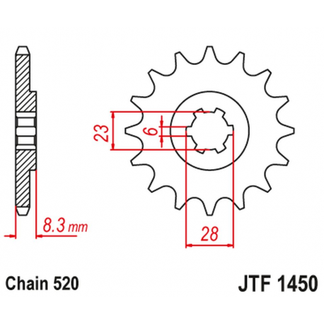 JT, přední řetězové kolečko 436 13 Suzuki LT 500 '88-92', RM 465 '81-82', RM 500 '83-84' (43613JT) (řetěz 520)