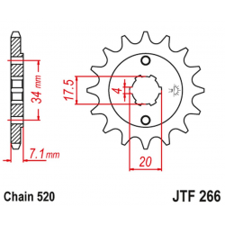JT, přední řetězové kolečko 266 14 Honda CR 125 '79-'85 (26614JT) (řetěz 520)