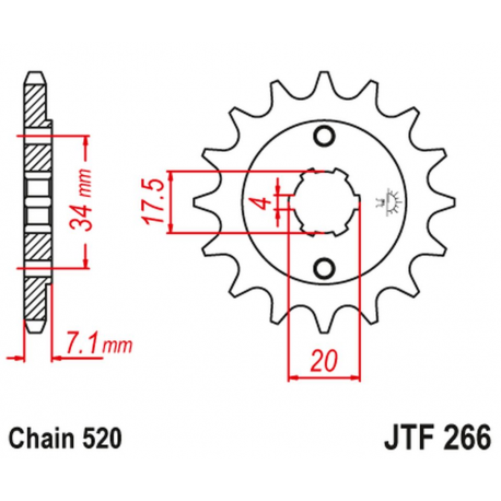 JT, přední řetězové kolečko 266 14 Honda CR 125 '79-'85 (26614JT) (řetěz 520)