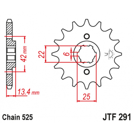 JT, přední řetězové kolečko 291 14 Honda CB 450S '86-'89 (29114JT) (řetěz 525)