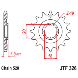 JT, přední řetězové kolečko 340 12 Honda CR 125 '87-'03 (34012JT) (řetěz 520)