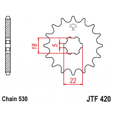 JT, přední řetězové kolečko Yamaha YT 125/175 '82-85' (JTF421,11) (řetěz 520)