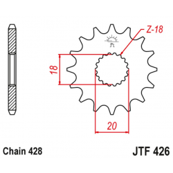 JT, přední řetězové kolečko 426 11 Suzuki GN 125 '92-'00, GS 125 '79-'00 (42611JT) (řetěz 428)