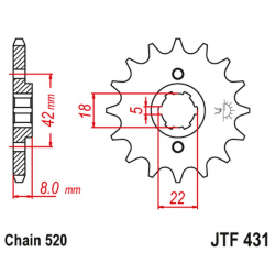 JT, přední řetězové kolečko 431 11 Suzuki PE 250 '78-'82, RM 250 '79-'81, RM 400 '78-'80 (43111JT) (řetěz 520)