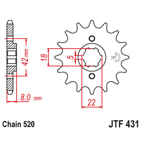 JT, přední řetězové kolečko 431 11 Suzuki PE 250 '78-'82, RM 250 '79-'81, RM 400 '78-'80 (43111JT) (řetěz 520)