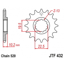 JT, přední řetězové kolečko 435 12 Suzuki RM 250 '87-'12 (43512JT) (řetěz 520)