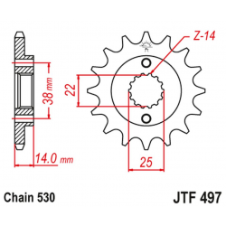 JT, přední řetězové kolečko 497 15 Ducati 750 F1 '87-88 (49715JT) (řetěz 530)