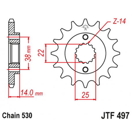 JT, přední řetězové kolečko 497 15 Ducati 750 F1 '87-88 (49715JT) (řetěz 530)