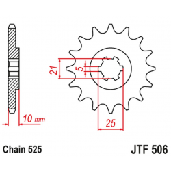 JT, přední řetězové kolečko 506 14 Kawasaki S1 250 '73-75' KH 250 '75-82' (50614JT) (řetěz 525)