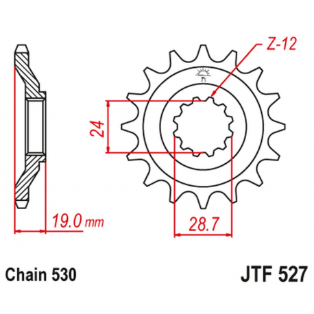 JT, přední řetězové kolečko 532 17 Kawasaki ZX10 '88-90' (ZX 1000 B1-B3) (53217JT) (řetěz 530)