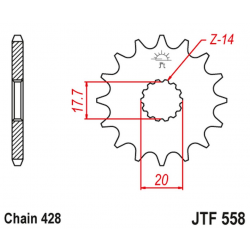 JT, přední řetězové kolečko 577 20 Yamaha DT 125R '93-'06 (57720JT) (řetěz 428)