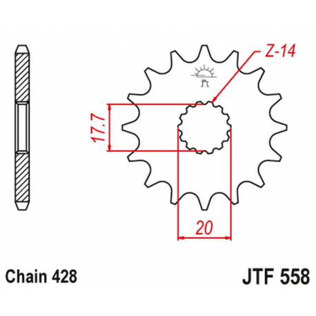 JT, přední řetězové kolečko 577 20 Yamaha DT 125R '93-'06 (57720JT) (řetěz 428)