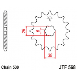 JT, přední řetězové kolečko 568 18 Yamaha XS 650 '75-'81, XS650 SE '78-'83 (56818JT) (řetěz 530)