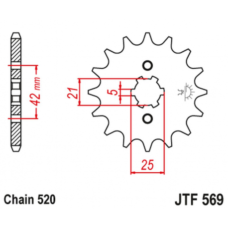 JT, přední řetězové kolečko 569 18 Yamaha XV 250 '89-'94, XVS 250 '08-'17, XV 250`89-15 (+3) (56918JT) (řetěz 520)
