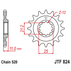 JT, přední řetězové kolečko 727 12 Husqvarna CR/WR/TC/TE 125/250/300/310/410/510/610 (72712JT) (řetěz 520)
