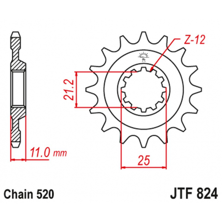 JT, přední řetězové kolečko 727 12 Husqvarna CR/WR/TC/TE 125/250/300/310/410/510/610 (72712JT) (řetěz 520)