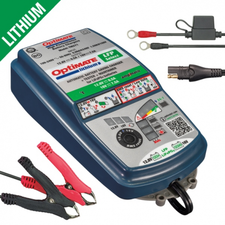 Optimace, nabíječka akumulátorů Optimate LITHIUM LFP SELECT AMPMATIC 12.8V 9.5A / 16V 7.5A, 3-120AH, LFP / LIFEPO4, SAE