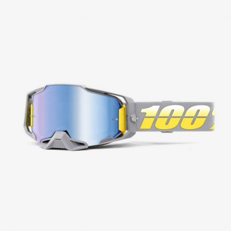 100%, MX brýle Armega Complex - barva šedá/žlutá, modré zrcadlové sklo
