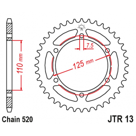 JT, rozeta 1514 41 Cagiva 125 FRECCIA '88-'89, BLUES '87-'95 (151441JT) (řetěz 520)