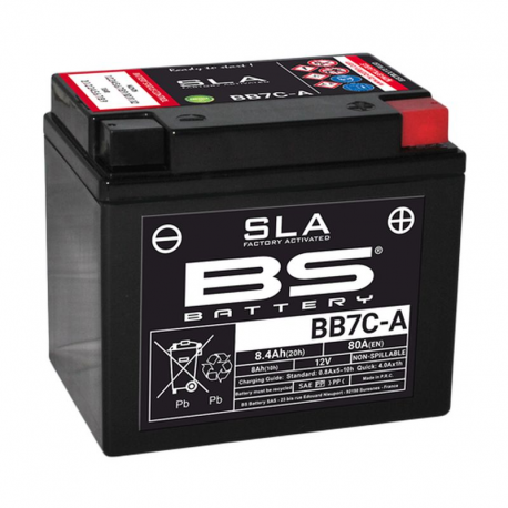 BS, akumulátor BB7C-A (FA) (YB7C-A) 12V 8AH 129X89X114, bezúdržbový - nalitý (80A) (5)
