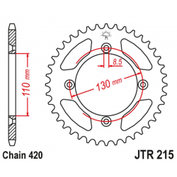 JT, rozeta 4306 50, duralová Racelite, Honda CR 80/85 (430650JTA) (řetěz 420) červená barva