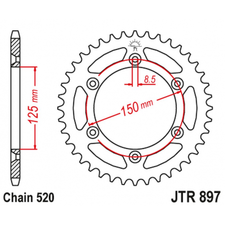 JT, rozeta 899 52, duralová Racelite, KTM SX/EXC/LC4 (91-21) (89952JTA) (řetěz 520) modrá barva