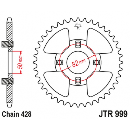 JT, rozeta 4351 45 Honda XR 100 '81-84 (435145JT) (STD.-5) (řetěz428)