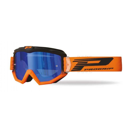 Progrip, MX brýle PG3201 FL Atzaki, barva černá / oranžová Fluo (sklo PG3246C modré zrcadlové, Antiscratch, Anti UV)