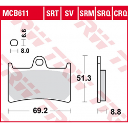 TRW, brzdové destičky KH252 KH380 SINTER RACING Yamaha FZ6 07-10, FZS 600 98-01, MT-07 14-17, TRACER 700 '16-, FZ8 10-16, M