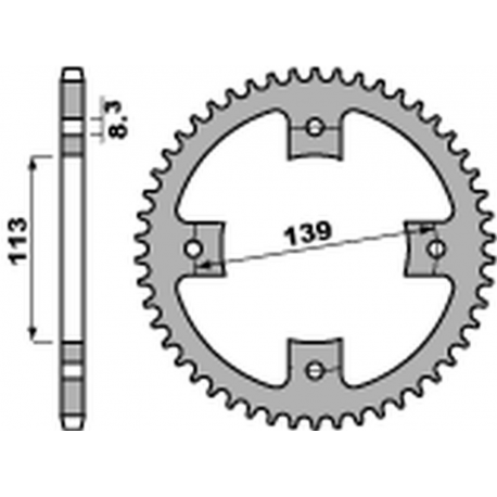 PBR, rozeta 4509 38 C45 Suzuki LTZ 400 '09, LT-R 450 '06-'09 (JTR1760.38) (řetěz 520)