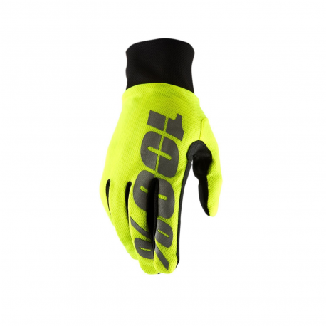 100%,rukavice Cross/Enduro, model Hydromatic Neon Yellow (nepromokavé), barva žlutá fluo, velikost XXL