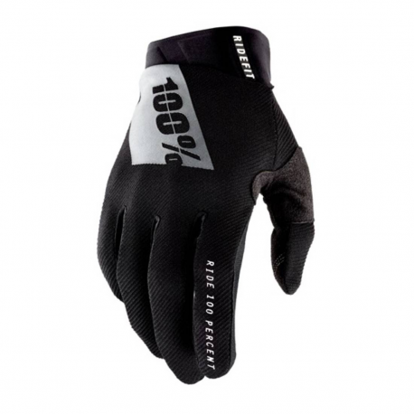 100%, rukavice Ridefit BLACK, černá barva, velikost XXL