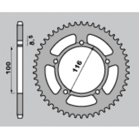 Grosskopf, duralová rozeta 464 51, zelená barva, Kawasaki KX 60 83-03 (řetěz 420)