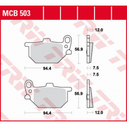 TRW Lucas, brzdové destičky, KH041 Organic Yamaha RD 250/RD 400S '78-'79 (PRZÓD/TYŁ) XS 400/750 '80-'83, XS 850 '82, přední,