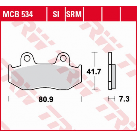 TRW Lucas, brzdové destičky, KH092 Organic Honda CR 125R '84-'86, MTX 125 '85-'95, NES/SH 125/150 '00-'08, XL 125R '85-'91, XL