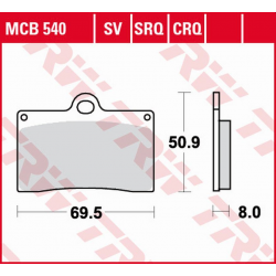 TRW Lucas, brzdové destičky, KH095 Organic Aprilia RS4 125 '11-'16, Ducati MONSTER 600 '94-'98, KTM DUKE 620 '94-'98, MOTO GUZZ