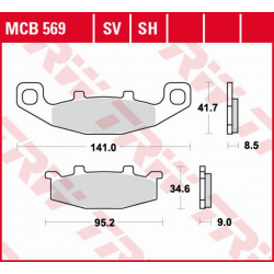 TRW Lucas, brzdové destičky, KH129 Sinter Street Kawasaki GPZ 400R '89-, ZZR 500/600 '90-'92, GPX 600R '88-'99, ZR 750 '91-'99,