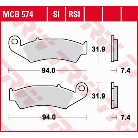 TRW Lucas, brzdové destičky, KH125 Organic Honda XLR 125R '98-'99, NX 250 '88-'95, XL 250R BAJA '88-'91, XR 250R '88-'95, XR 60