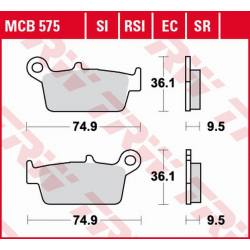 TRW Lucas, brzdové destičky, KH131 Organic ECO Honda CR 125R/250R/500R '87-'01, XR 400R '96-'03, XR 600/650L/R '93-'07, KAWASAK
