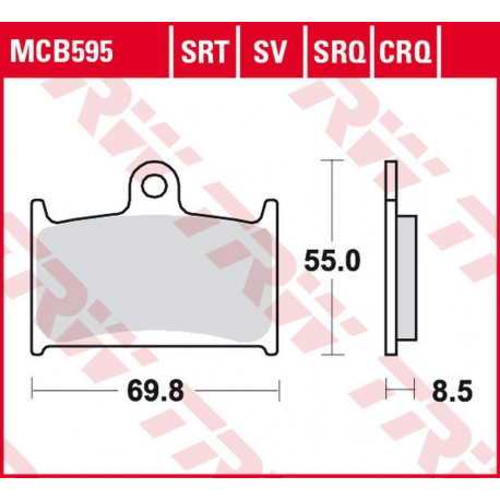 TRW Lucas, brzdové destičky, KH236 Sinter TRACK Suzuki GSX-R 400 '90-'95, GSX-R 750 '88-'93, GSX-R 1000 '89-'92,Triumph DAYTONA