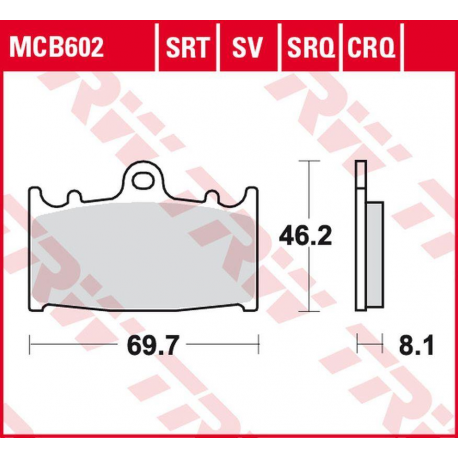 TRW Lucas, brzdové destičky, KH158 Sinter TRACK Husaberg FS 450 '03-'05, FS 650 '01-'05, Kawasaki ZZR 500 '90-'05, Suzuki RGV 2