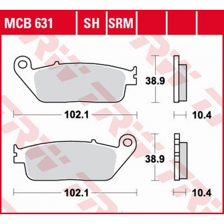 TRW Lucas, brzdové destičky, KH196 Sinter Yamaha RA 125/400 X-MAX '17-, YP 125/250 X-MAX '10-'16, YP 400 X-MAX '13-'16, přední,