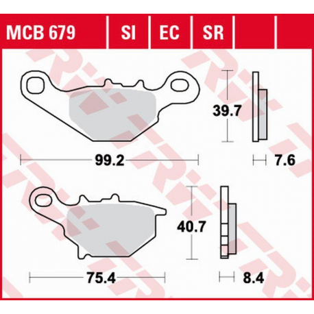 TRW Lucas, brzdové destičky, KH230 Sinter Offroad Kawasaki KLX 125 '03-'06, KMX 125 '99-'03, Suzuki TR 50 '97-'00, UG 110 '98-'