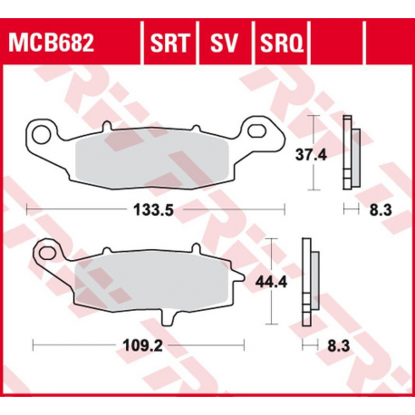 TRW Lucas, brzdové destičky, KH229 Sinter TRACK Kawasaki NINJA 400 '11-, ER-6 '06-'16, VN 900 '06-'17, VN 1500/1600 '00-'08, VN