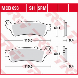 TRW Lucas, brzdové destičky, KH281 Sinter Honda FES 125/150 PANTHEON '98-'06, FES 250 FORESIGHT '98-'05, přední,